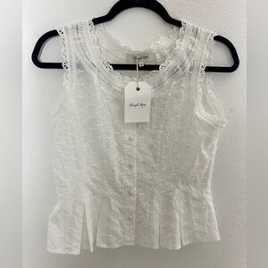 NWT Simple Retro Cotton White Lace Sleeveless Prairie Cottagecore Fairy Top